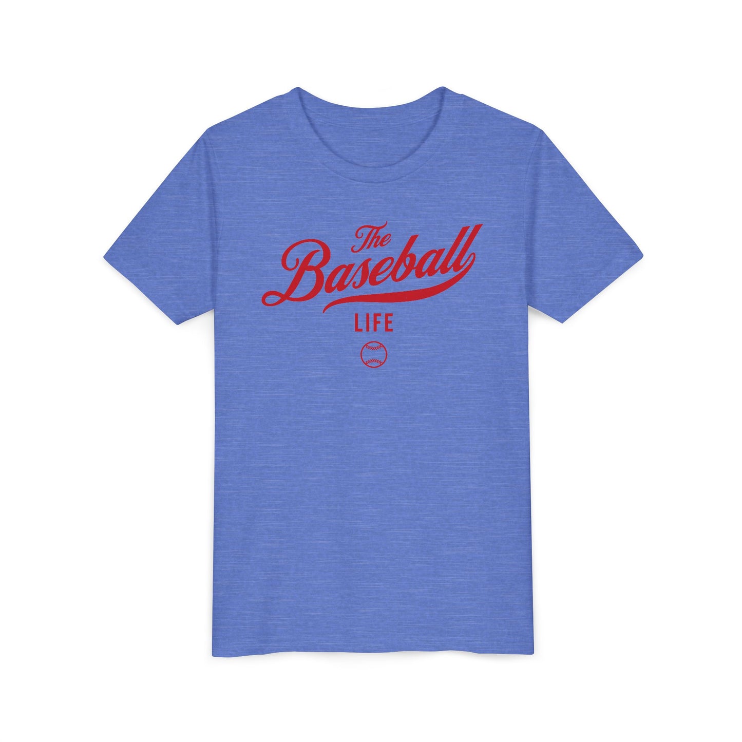 Youth The Baseball Life Classic Script T-Shirt_Red Print