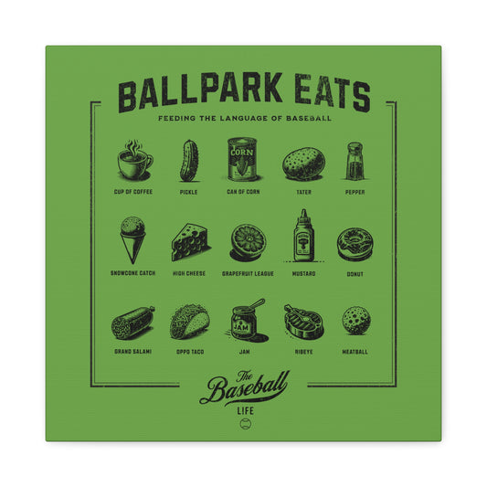 Ballpark Eats_Feeding the Language of Baseball Wall Art Canvas_Grass Green