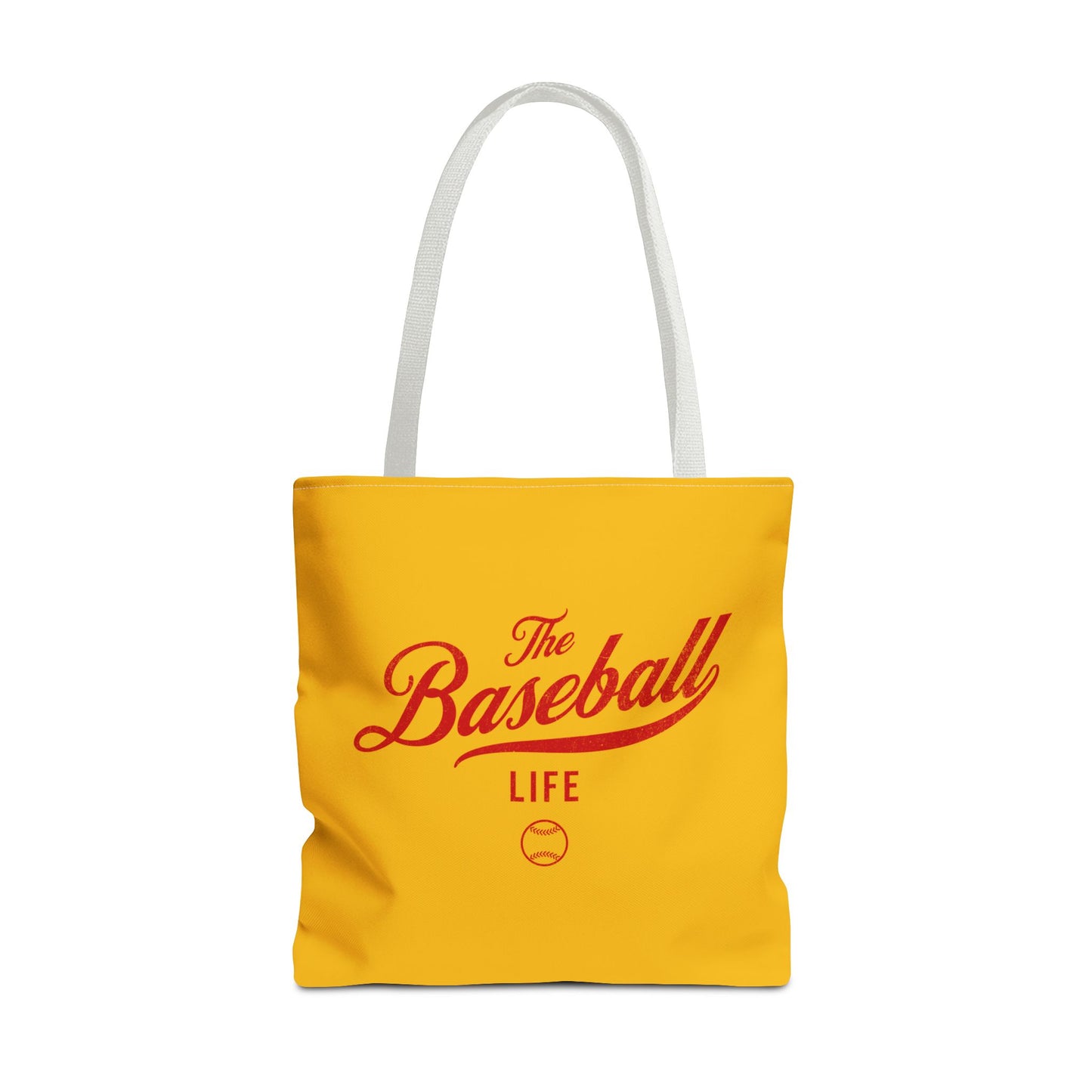 The Baseball Life Tote Bag_Yellow Gold w Red Print
