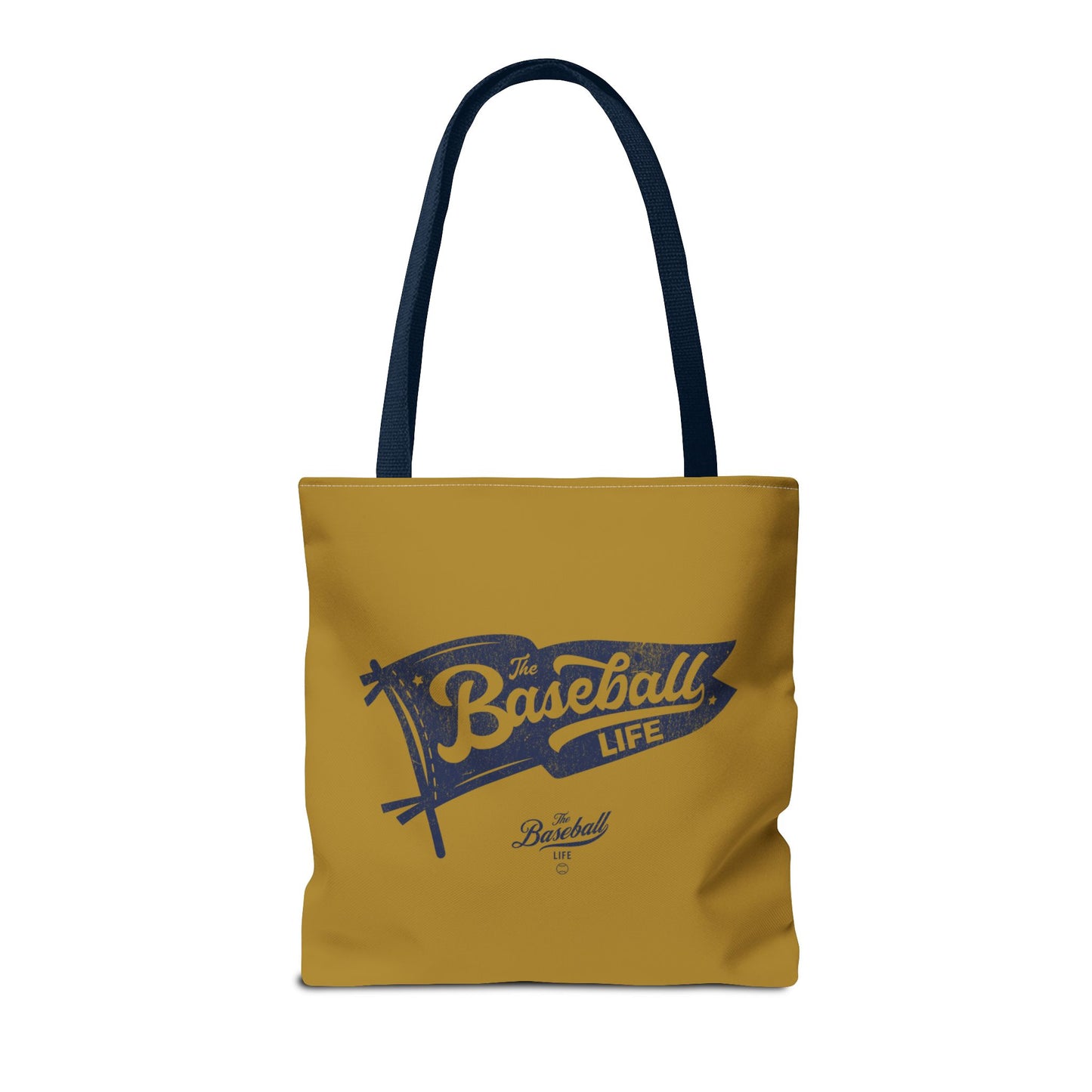 Vintage Pennant Tote Bag_Navy Print on Old Gold