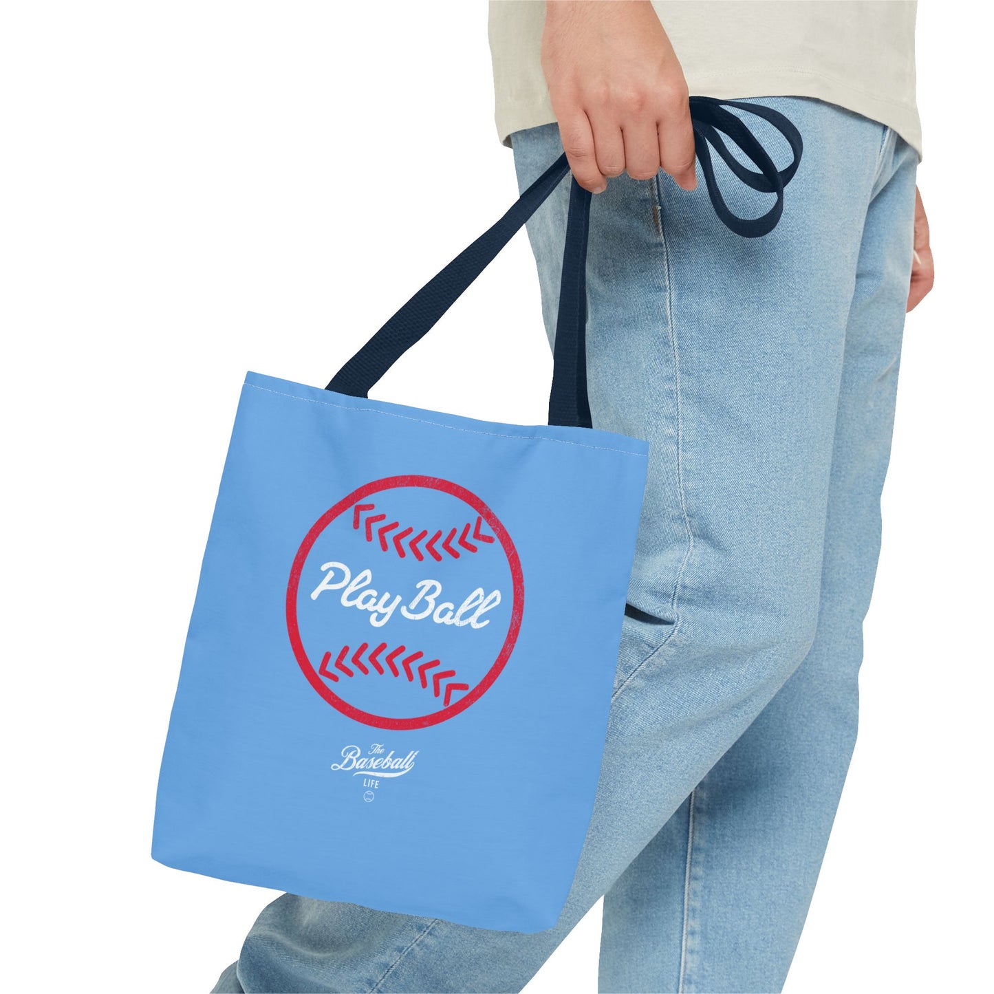 Baseball Icon Play Ball Tote Bag_Carolina Blue