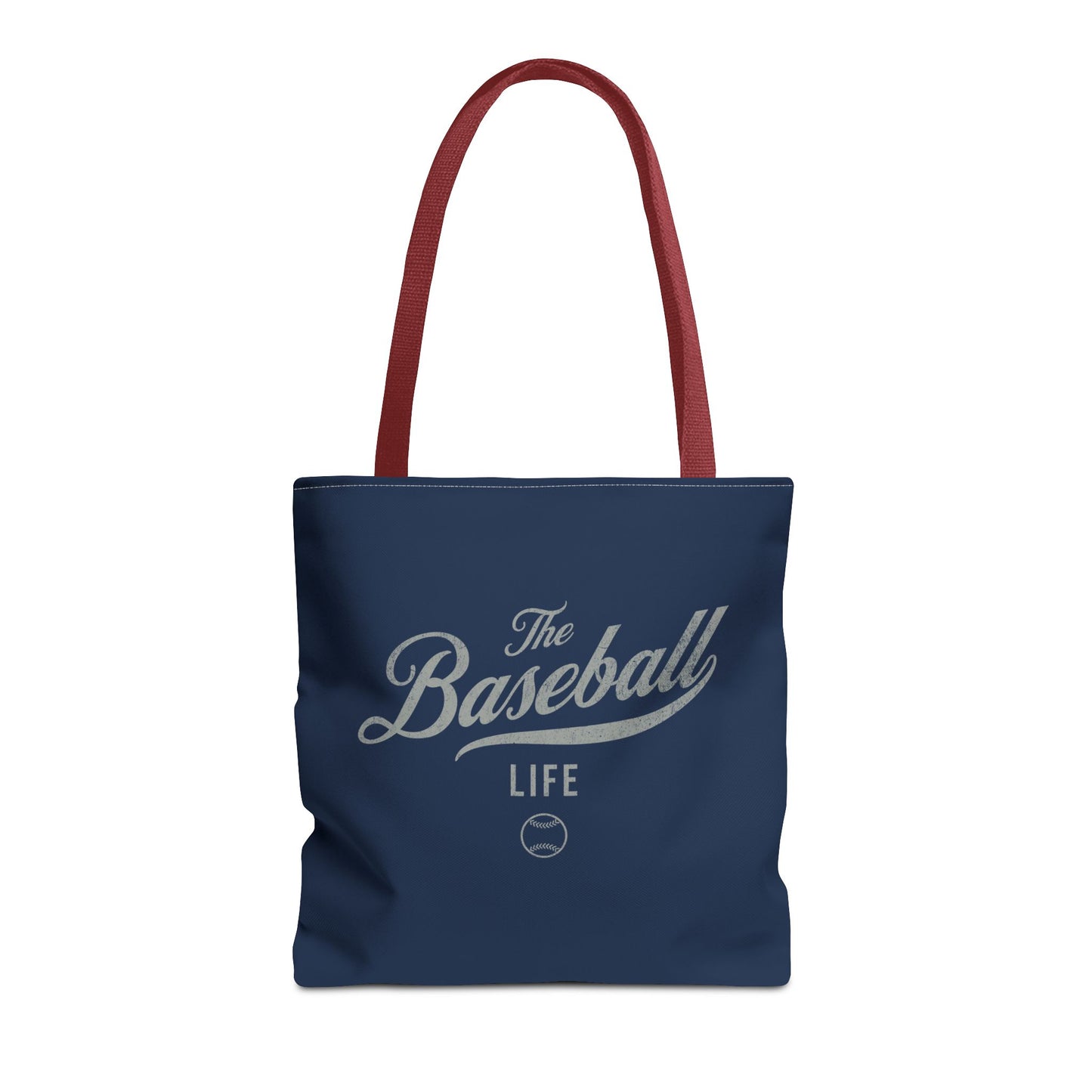 The Baseball Life Tote Bag_Navy w Silver Gray Print