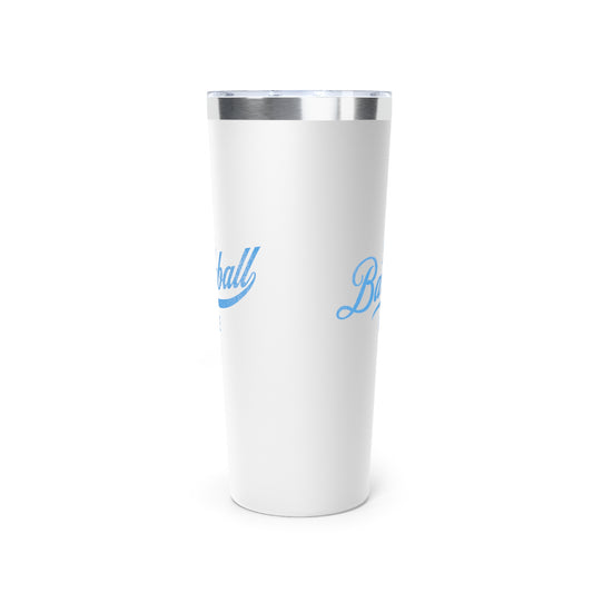 The Baseball Life 22oz Insulated Travel Tumbler_White w Carolina Blue Print