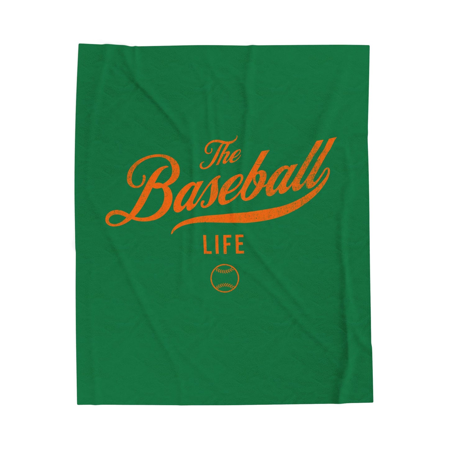 Velveteen Plush Blanket_Green with Orange Print