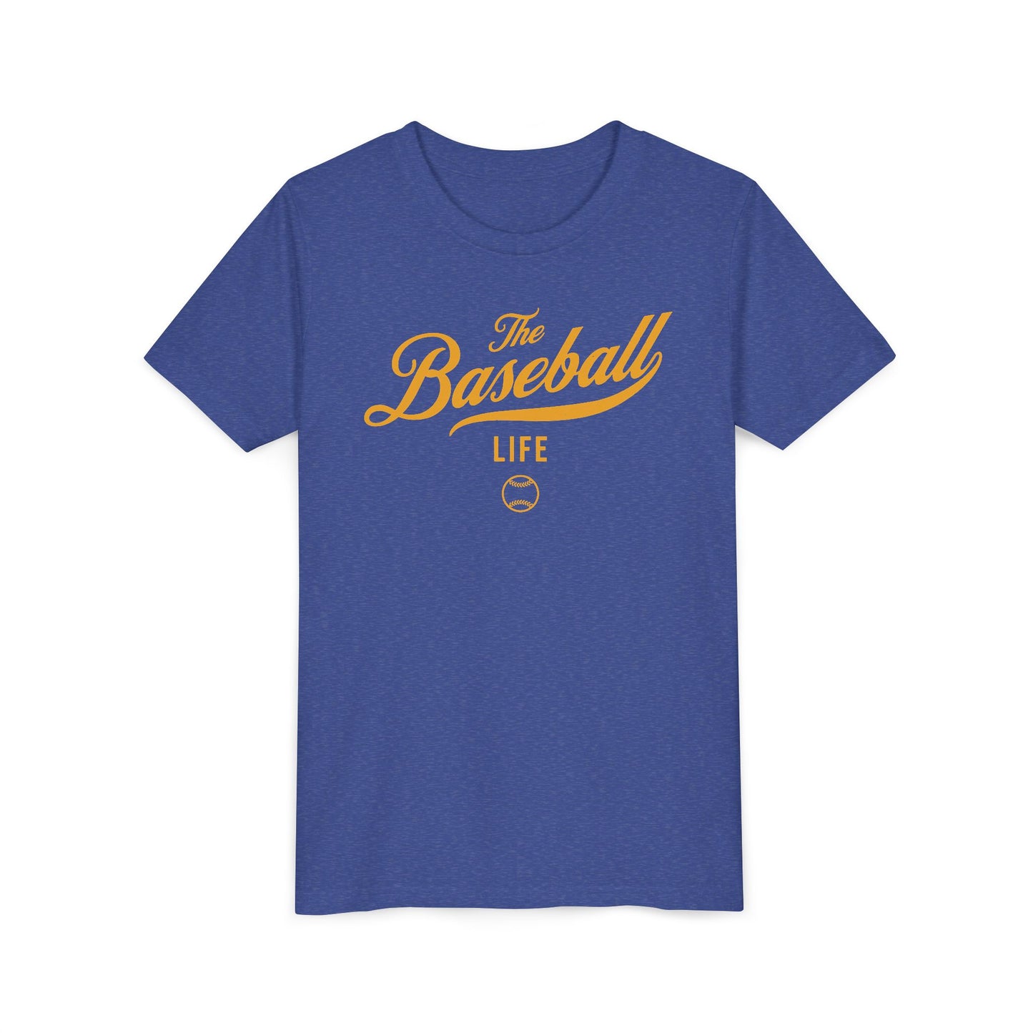 Youth The Baseball Life Classic Script T-Shirt_Yellow Gold Print