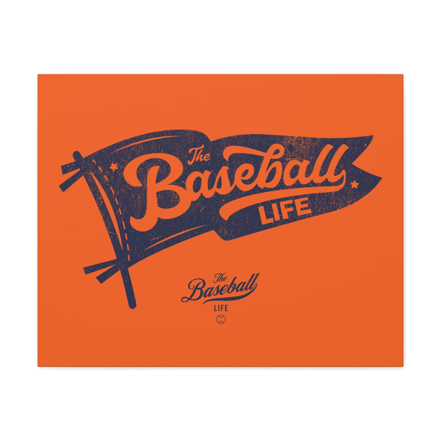 Classic Pennant Wall Art Canvas_Navy Print on Orange