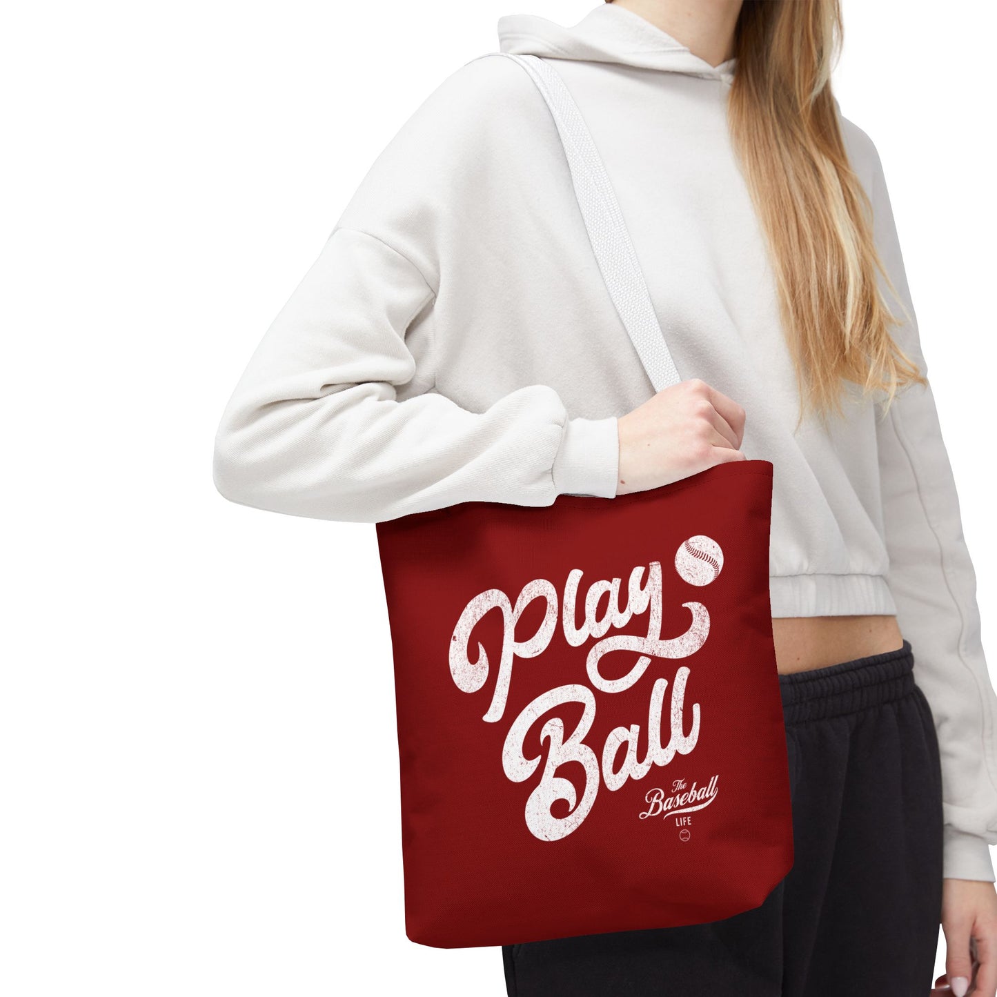Play Ball Script Tote Bag_Maroon