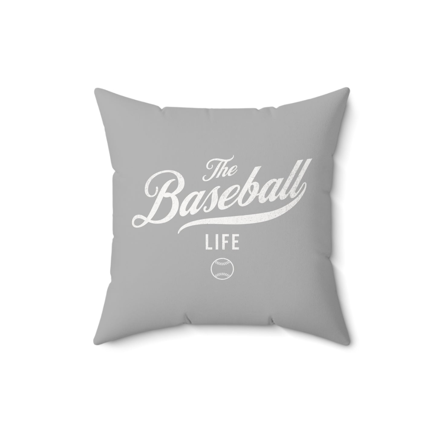The Baseball Life Accent Pillow_Silver Gray w White Print