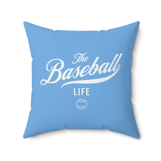 The Baseball Life Accent Pillow_Carolina Blue w White Print