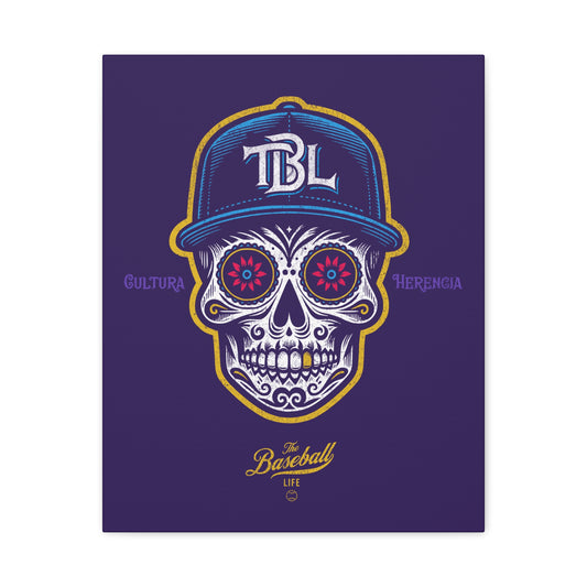 Beisbol Sugar Skull Series_Player 1 Wall Art Canvas_Purple