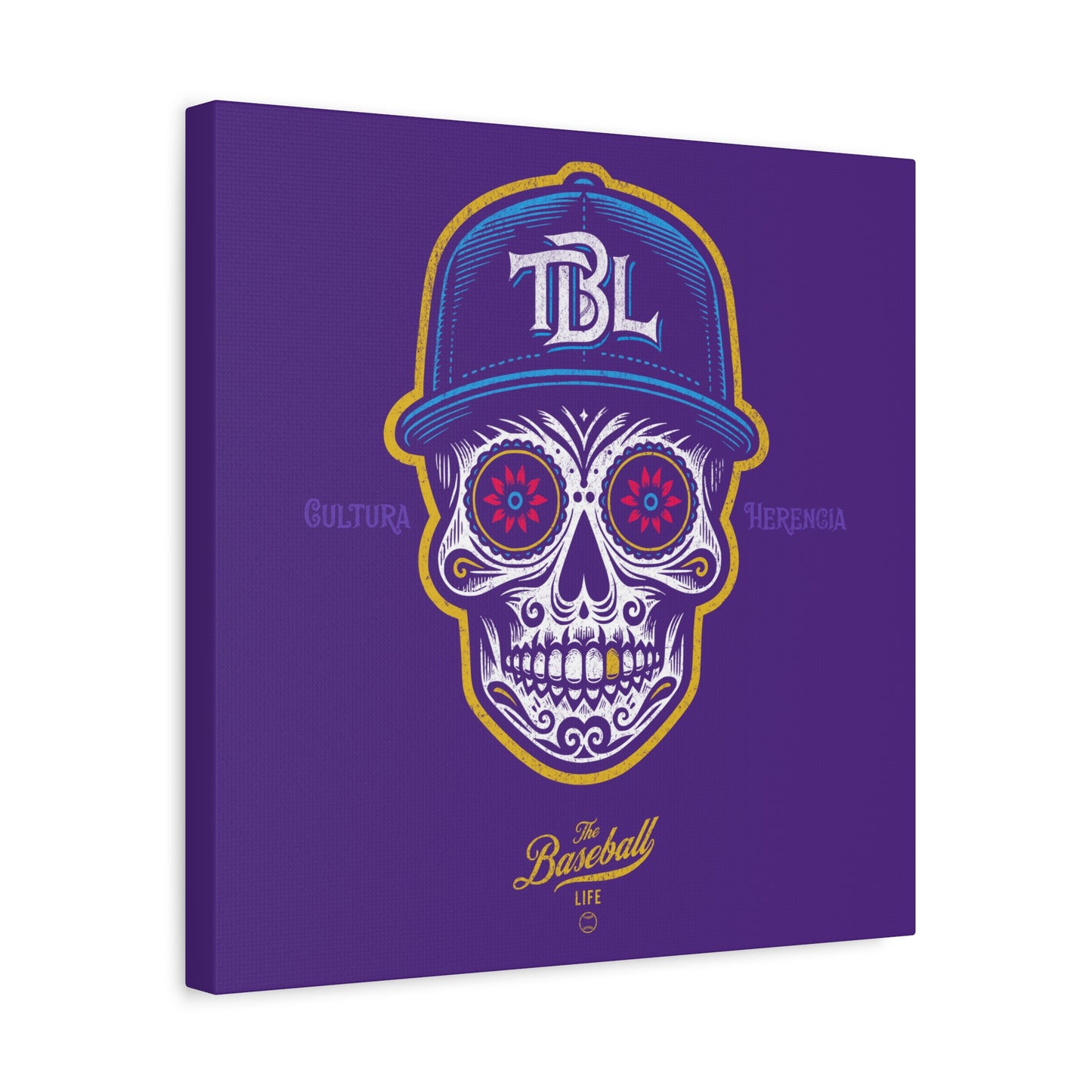 Beisbol Sugar Skull Series_Player 1 Wall Art Canvas_Purple