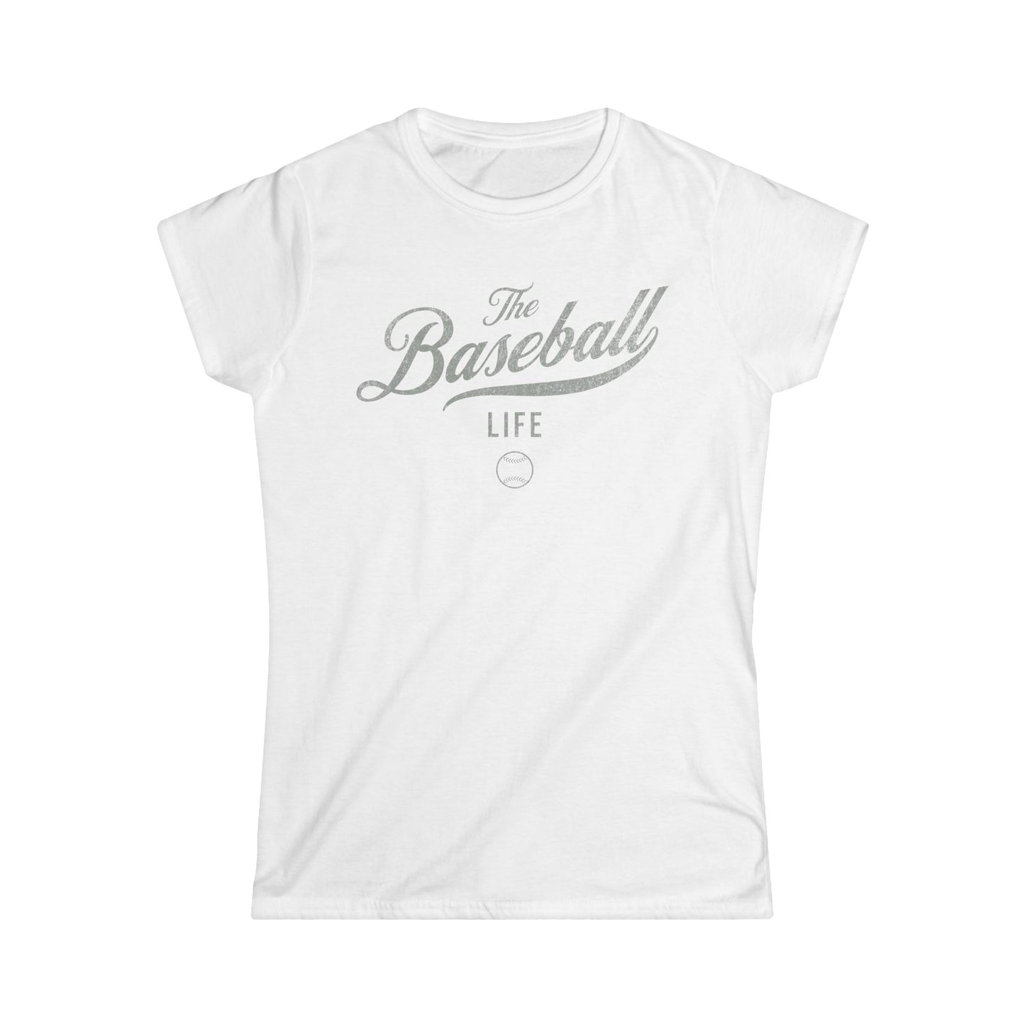 The Baseball Life Classic Script Tee_Women's_Silver Gray Print