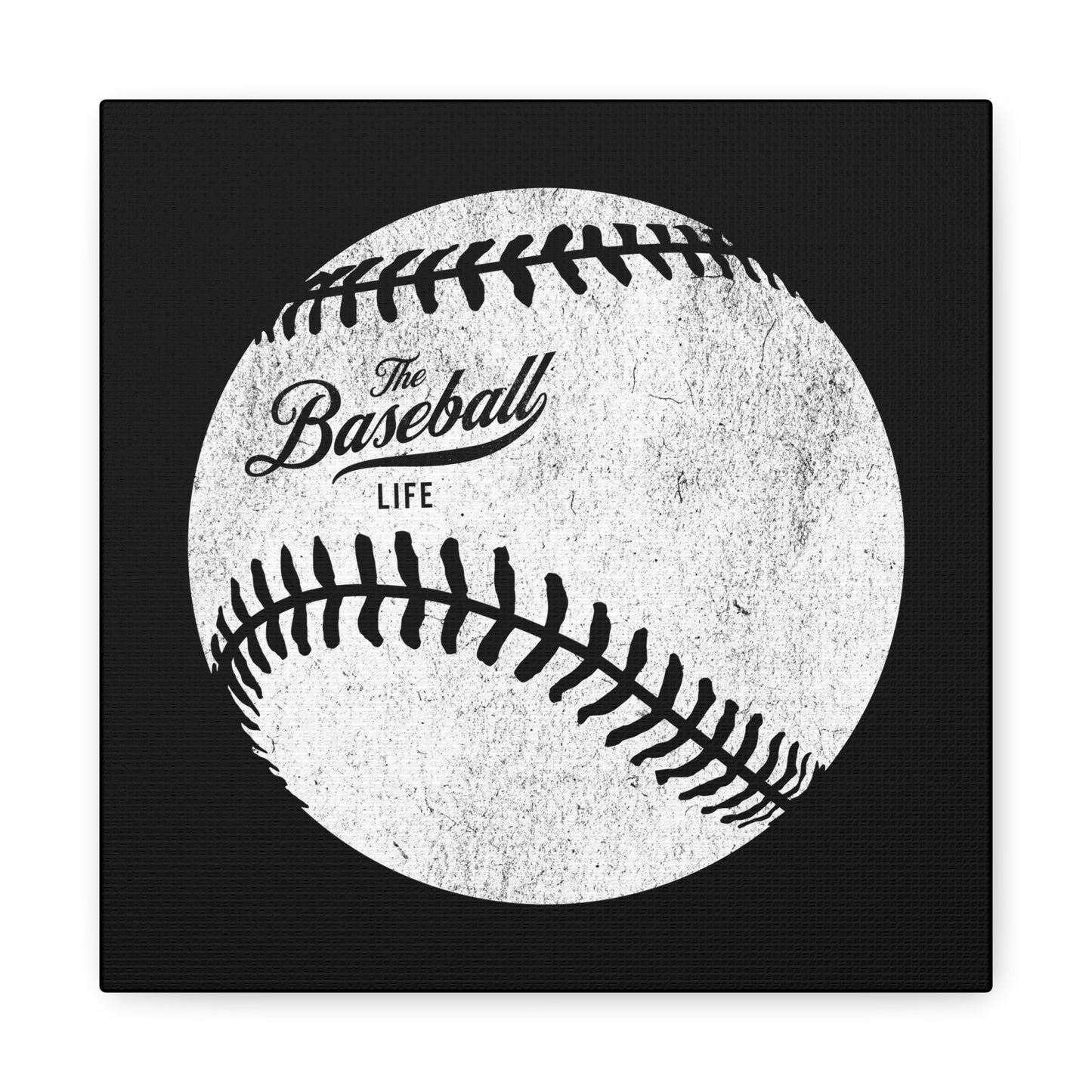 Weathered Baseball Wall Art Canvas_Black