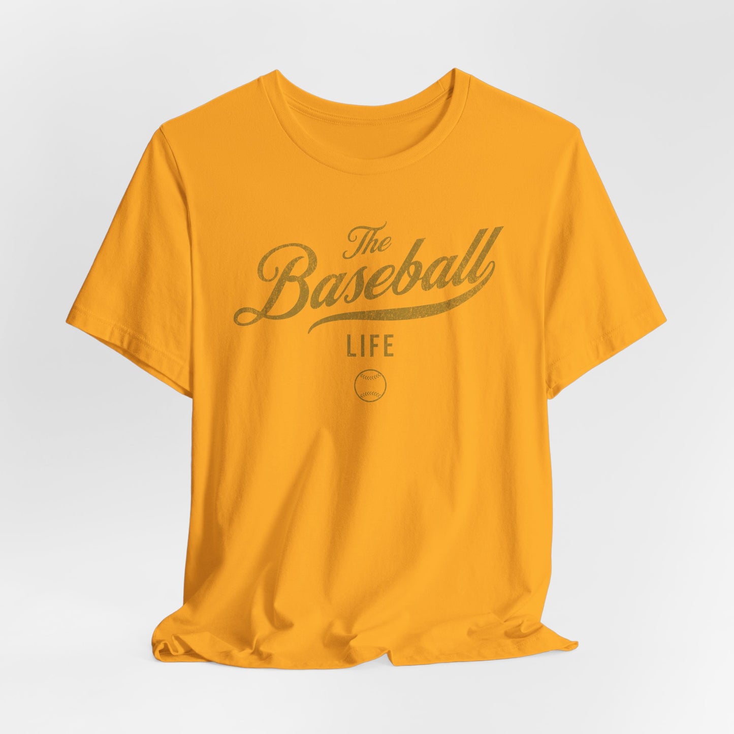The Baseball Life Classic Script T-Shirt _Old Gold Print