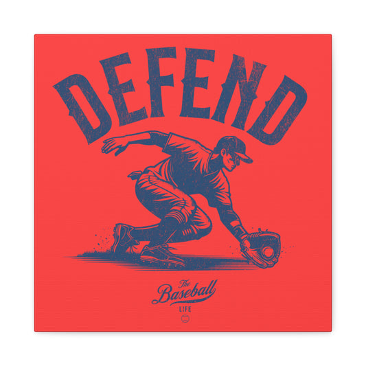 Defend Infielder Wall Art Canvas_Coral Red