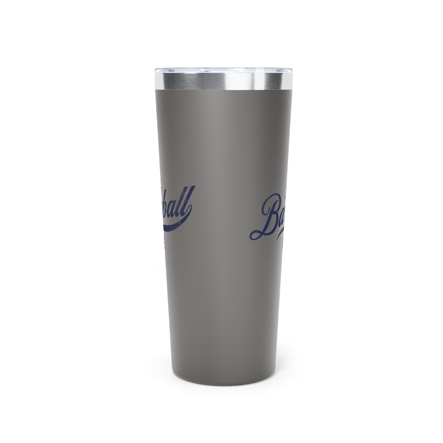 The Baseball Life 22oz Insulated Travel Tumbler_Gray w Navy Print