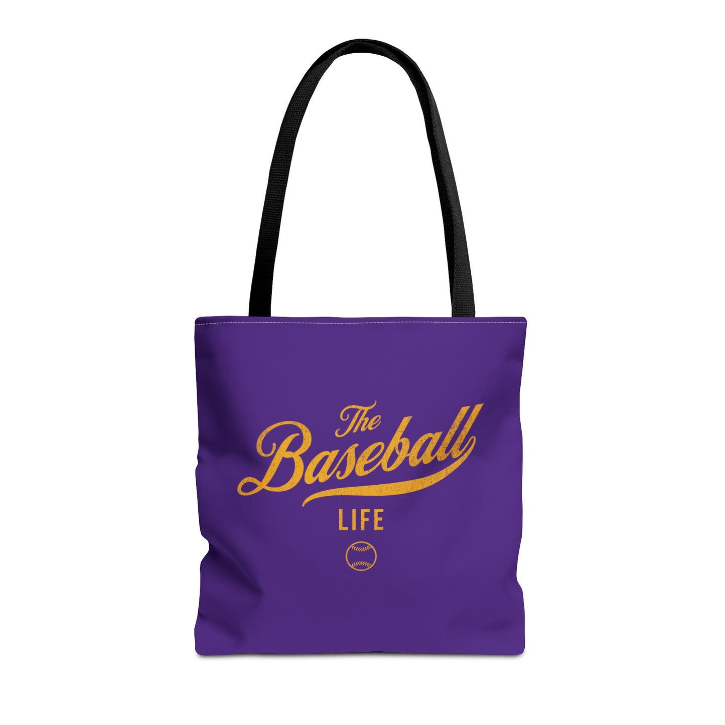 The Baseball Life Tote Bag_Purple w Yellow Gold Print