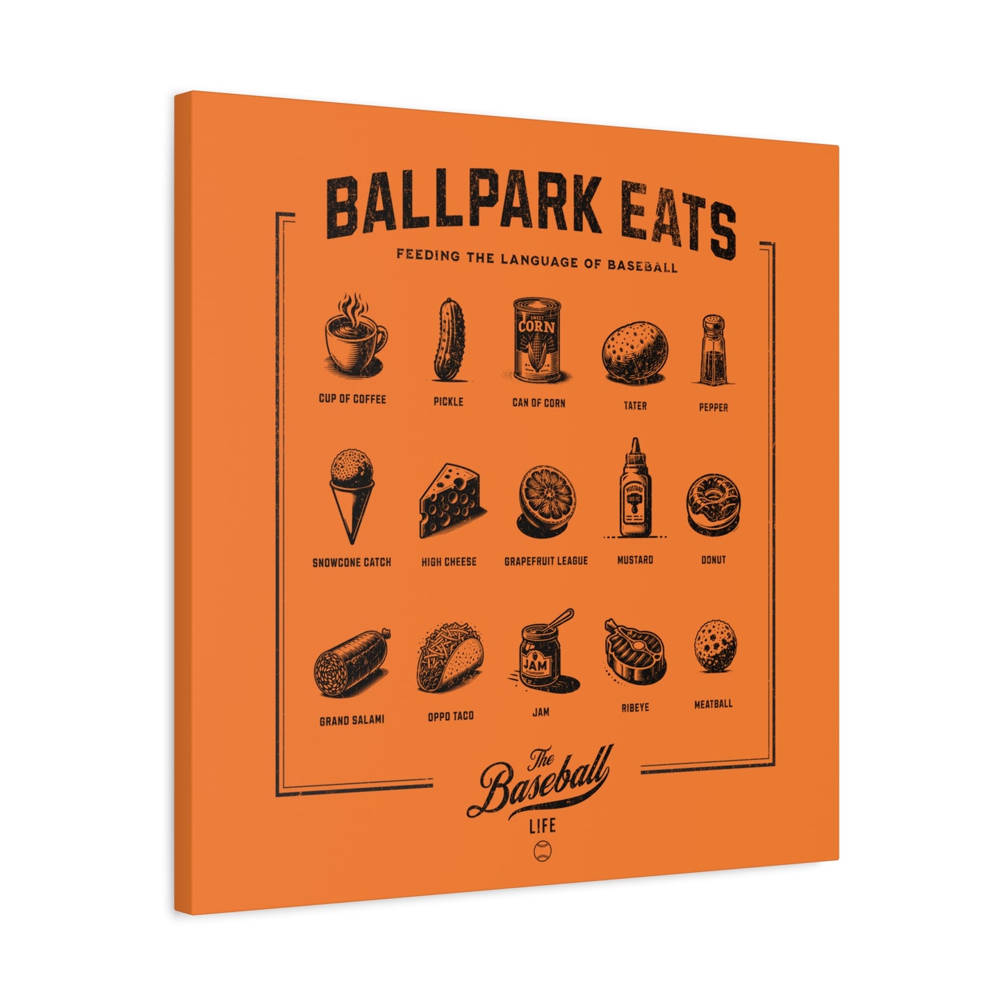 Ballpark Eats_Feeding the Language of Baseball Wall Art Canvas_Orange