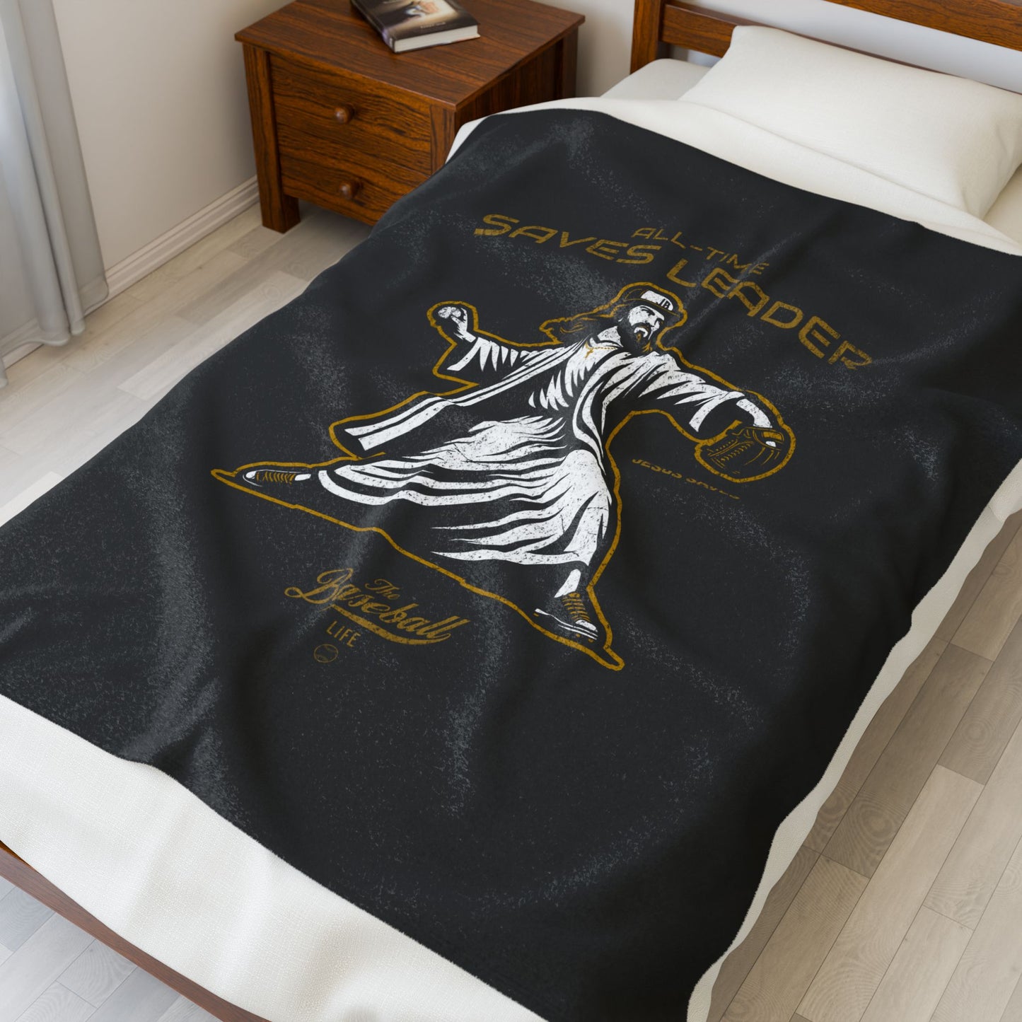 Velveteen Plush Blanket_All-Time Saves Leader_Black
