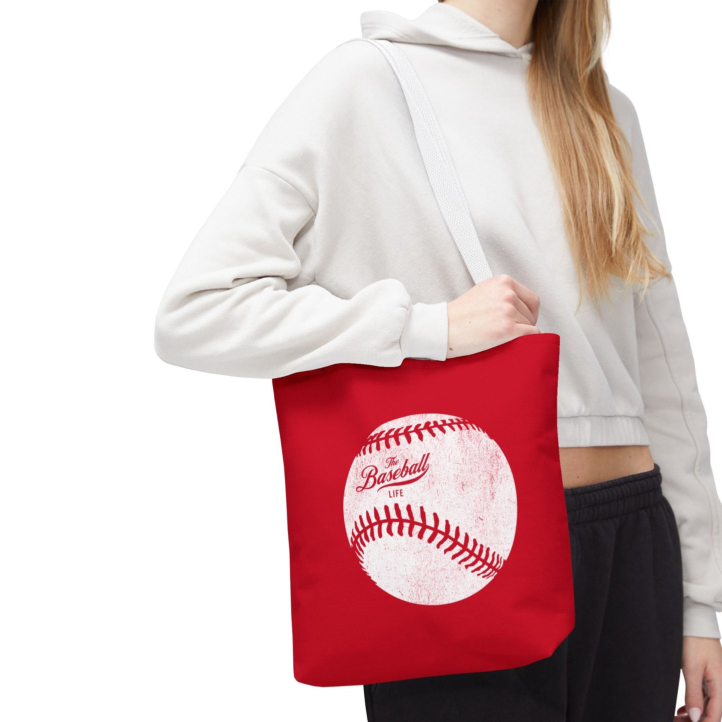 Weathered Baseball Tote Bag_Red