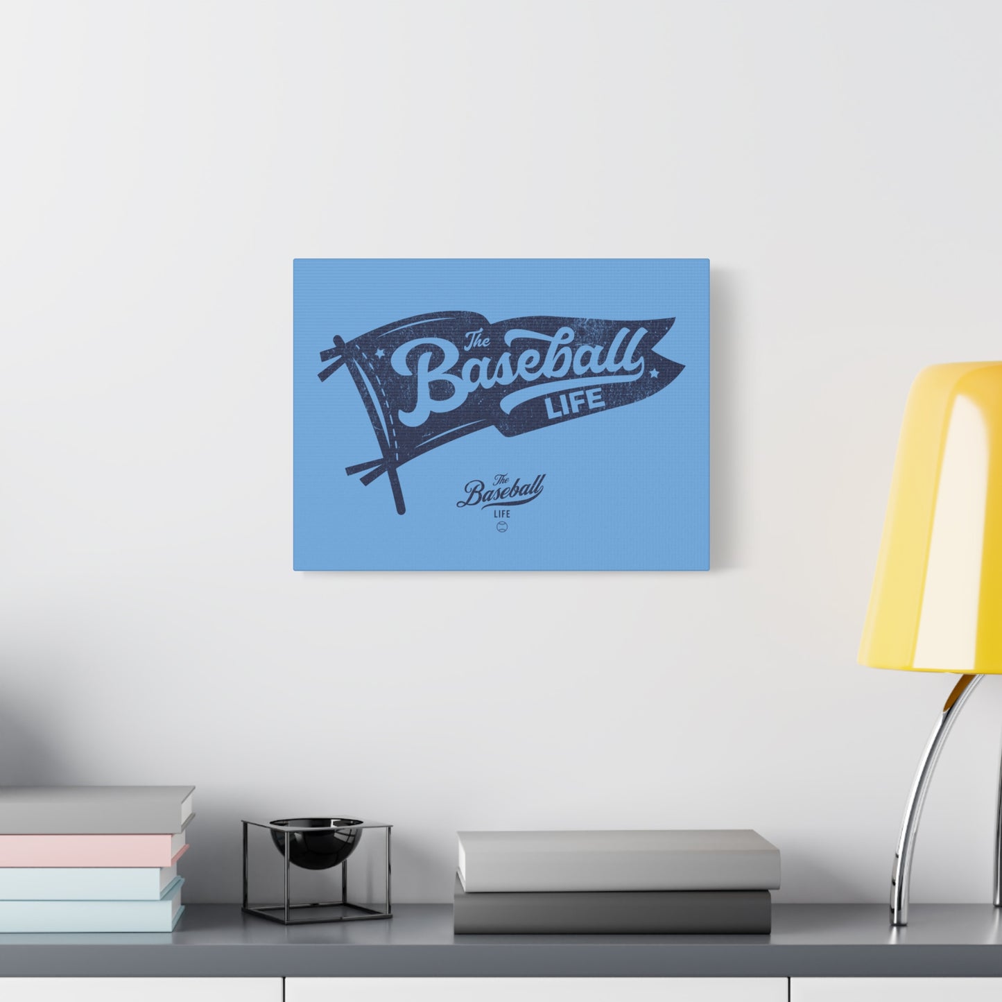 Classic Pennant Wall Art Canvas_Navy Print on Carolina Blue