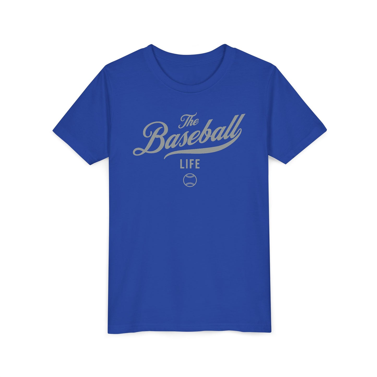 Youth The Baseball Life Classic Script T-Shirt_Silver Gray Print