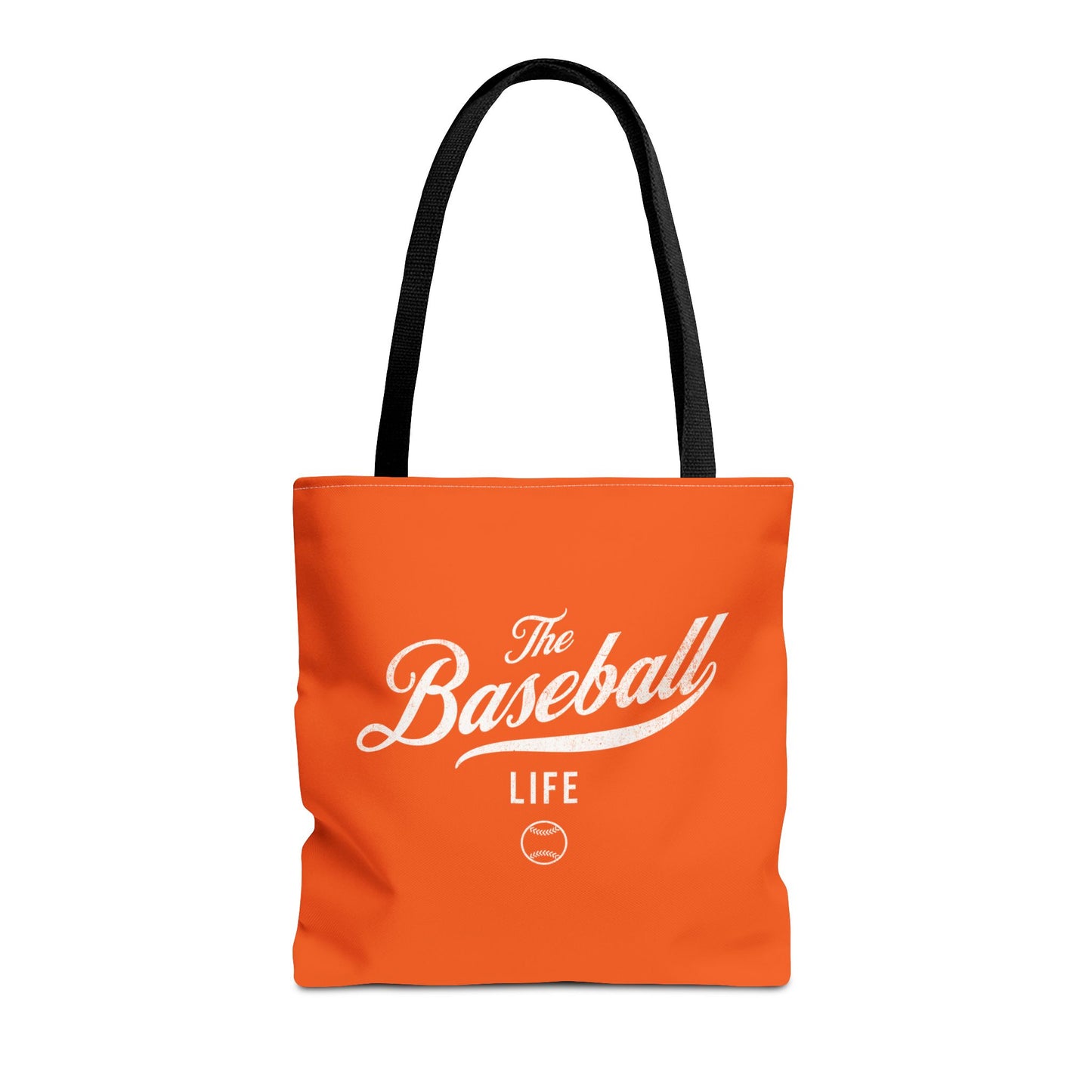 The Baseball Life Tote Bag_Orange w White Print