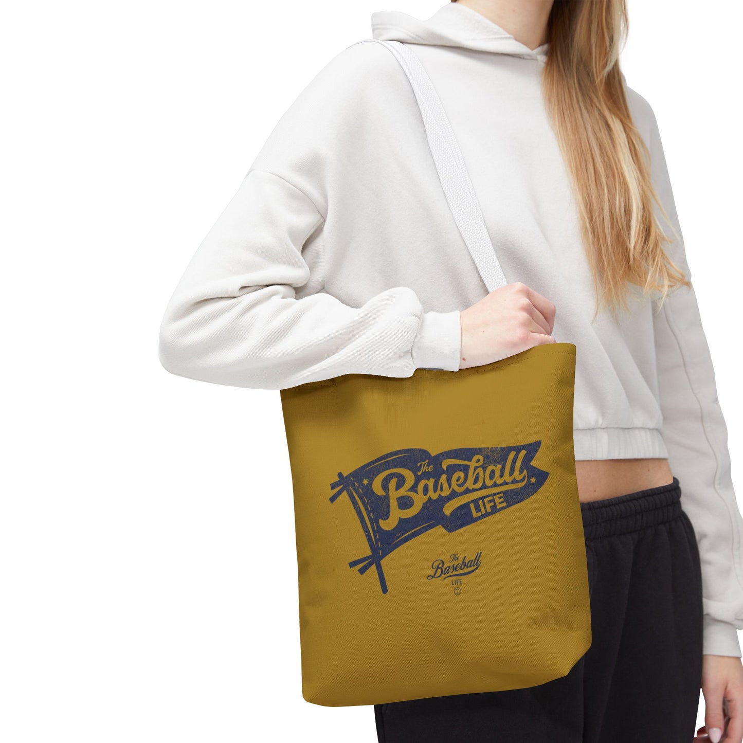 Vintage Pennant Tote Bag_Navy Print on Old Gold