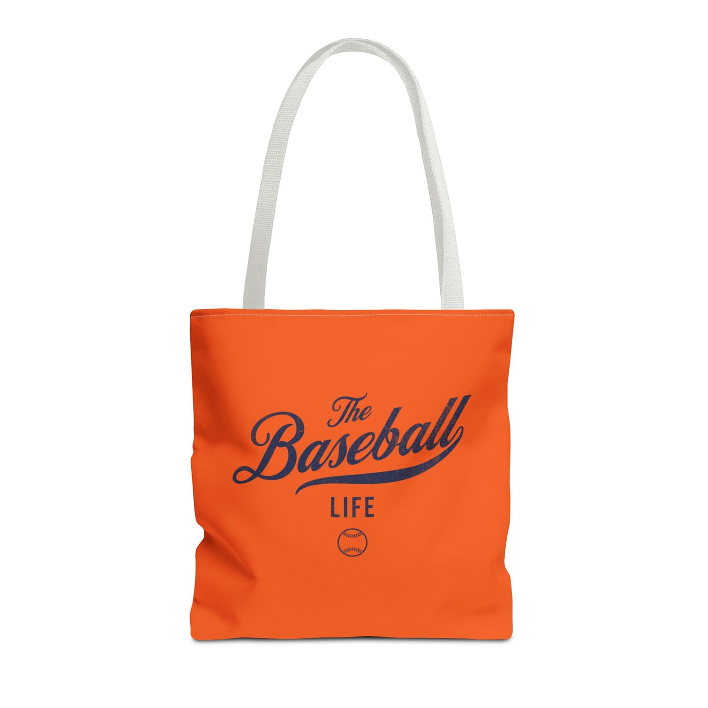 The Baseball Life Tote Bag_Orange w Navy Print