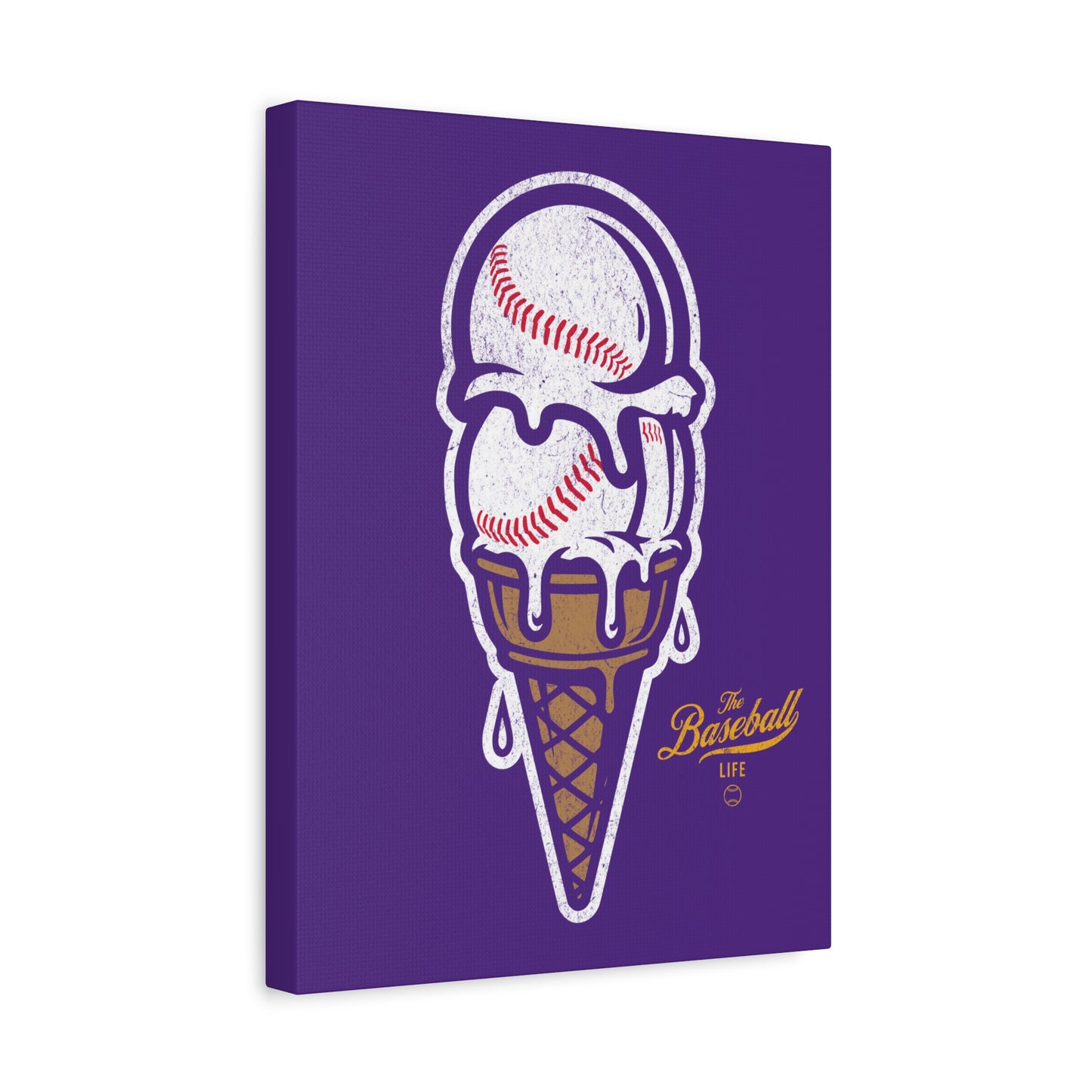 Baseball Ice Cream Cone Wall Art Canvas_Purple