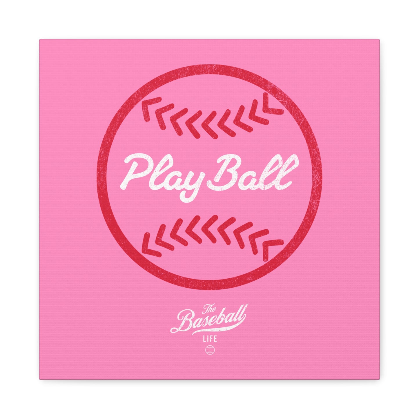 Play Ball Graphic Baseball Wall Art Canvas_Bubble Gum Pink