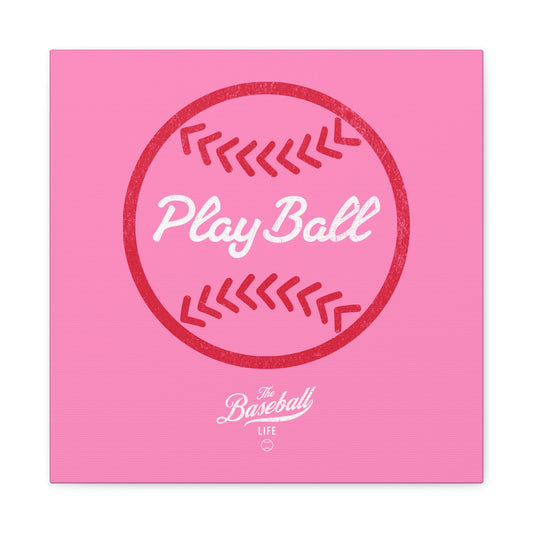 Play Ball Graphic Baseball Wall Art Canvas_Bubble Gum Pink