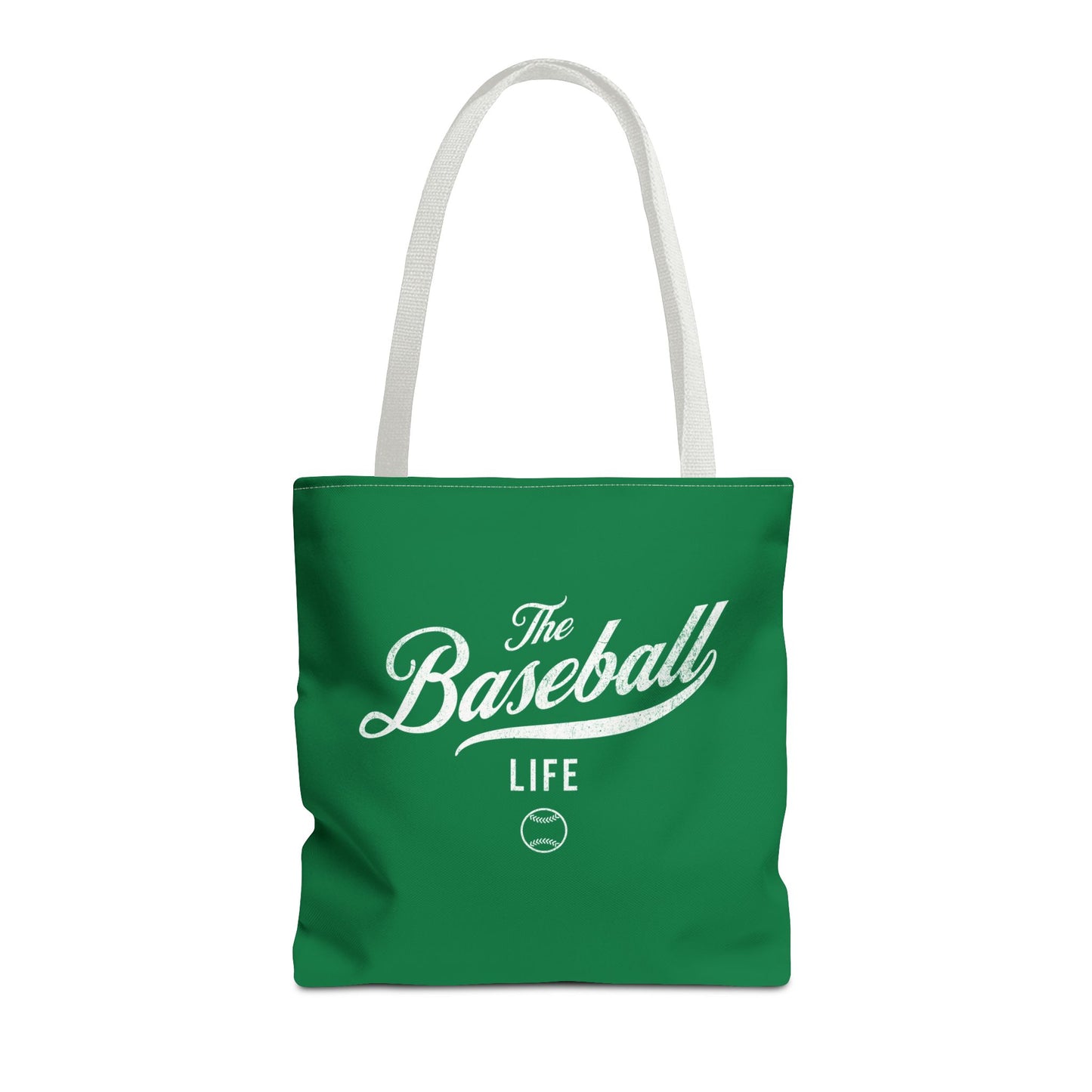 The Baseball Life Tote Bag_Green w White Print