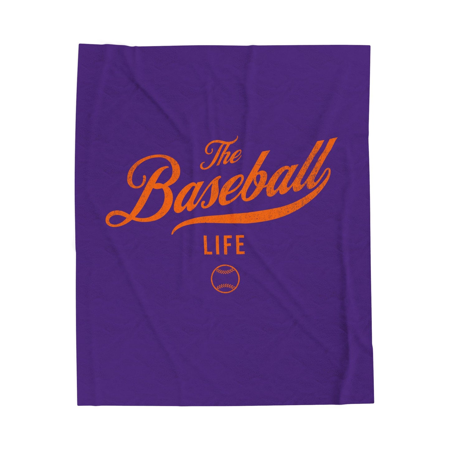 Velveteen Plush Blanket_Purple with Orange Print