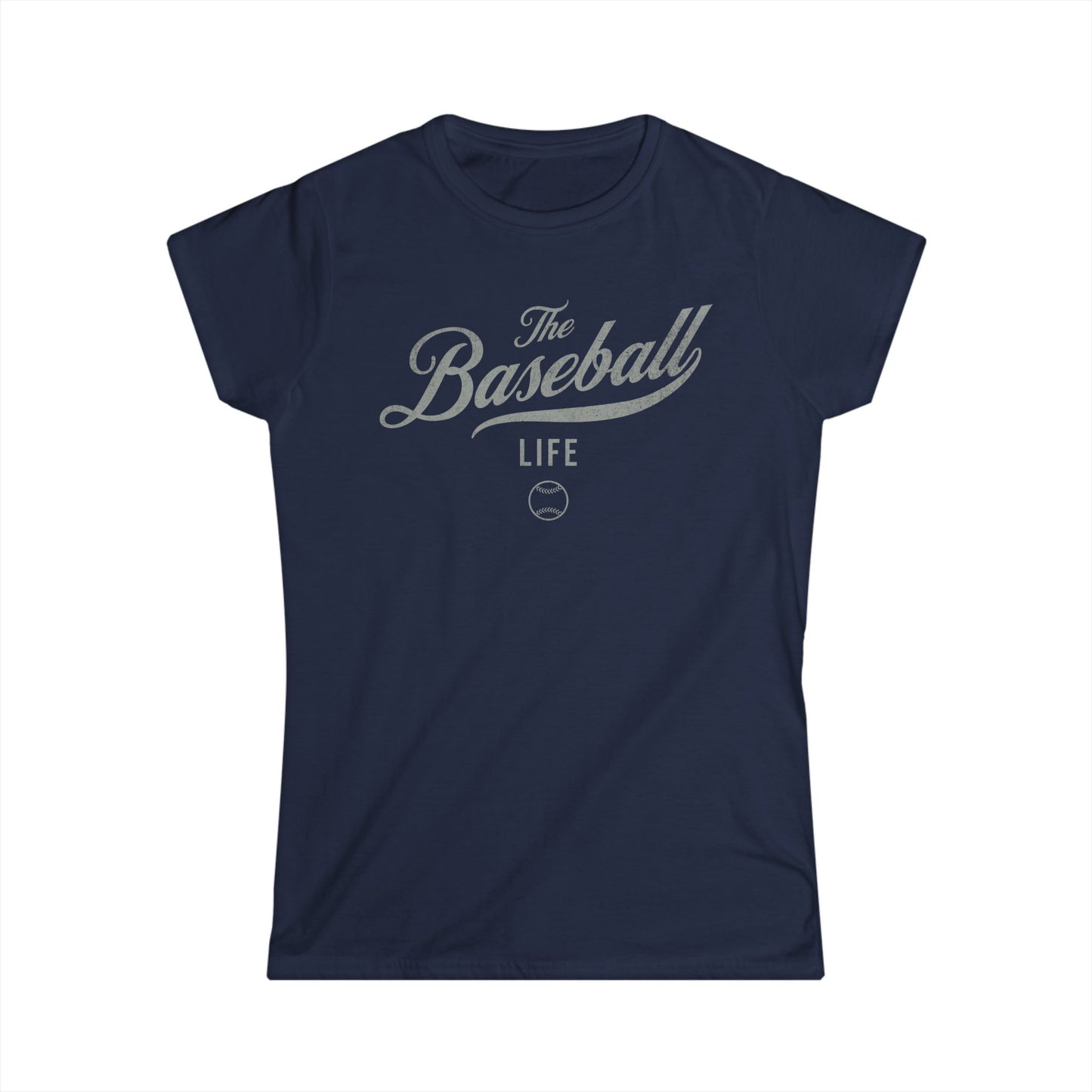 The Baseball Life Classic Script Tee_Women's_Silver Gray Print
