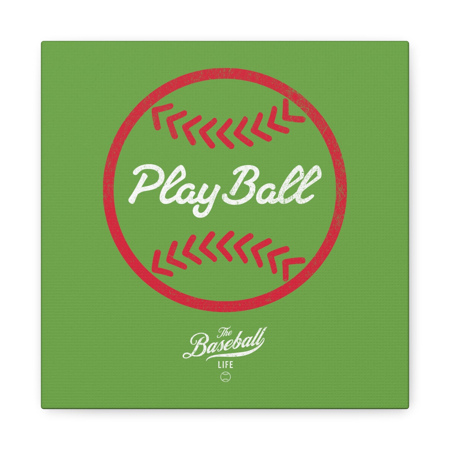 Play Ball Graphic Baseball Wall Art Canvas_Grass Green