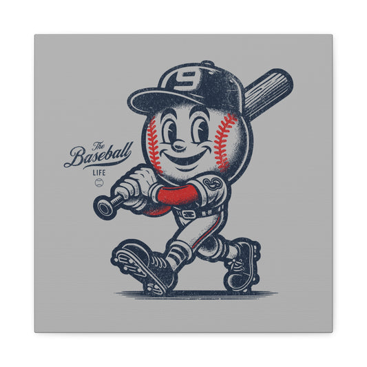 Mr. Baseball Mascot Batter Up! Wall Art Canvas