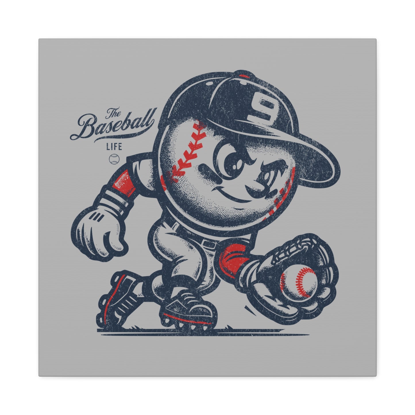 Mr. Baseball Mascot Fielding Wall Art Canvas