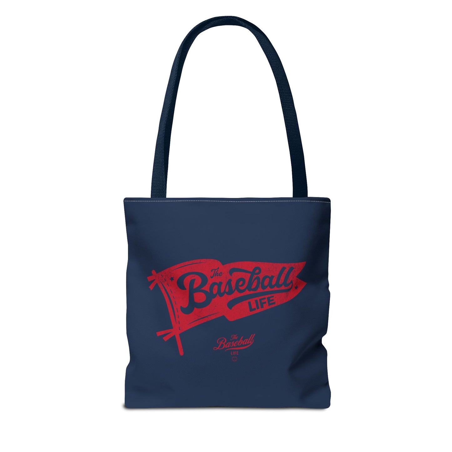 Vintage Pennant Tote Bag_Red Print on Navy