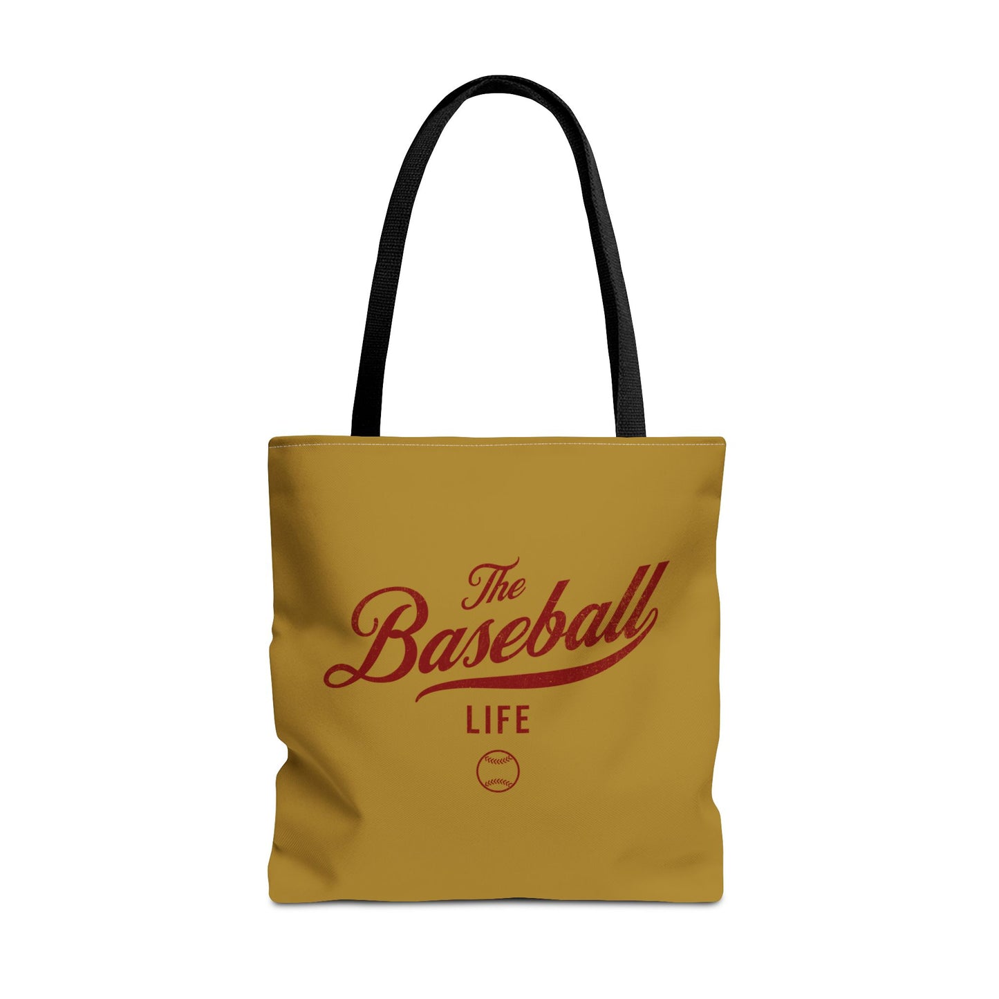 The Baseball Life Tote Bag_Old Gold w Maroon Print