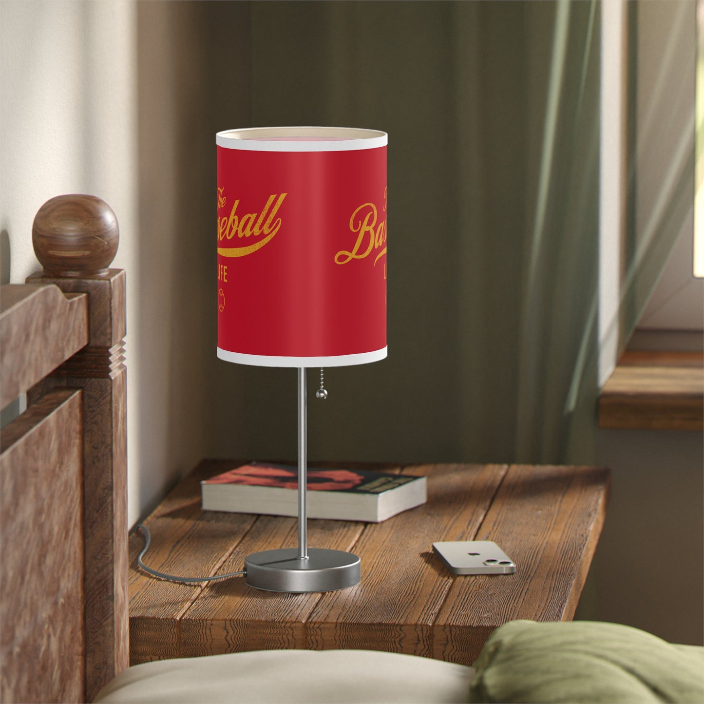 Table Lamp_Red w Yellow Gold Print