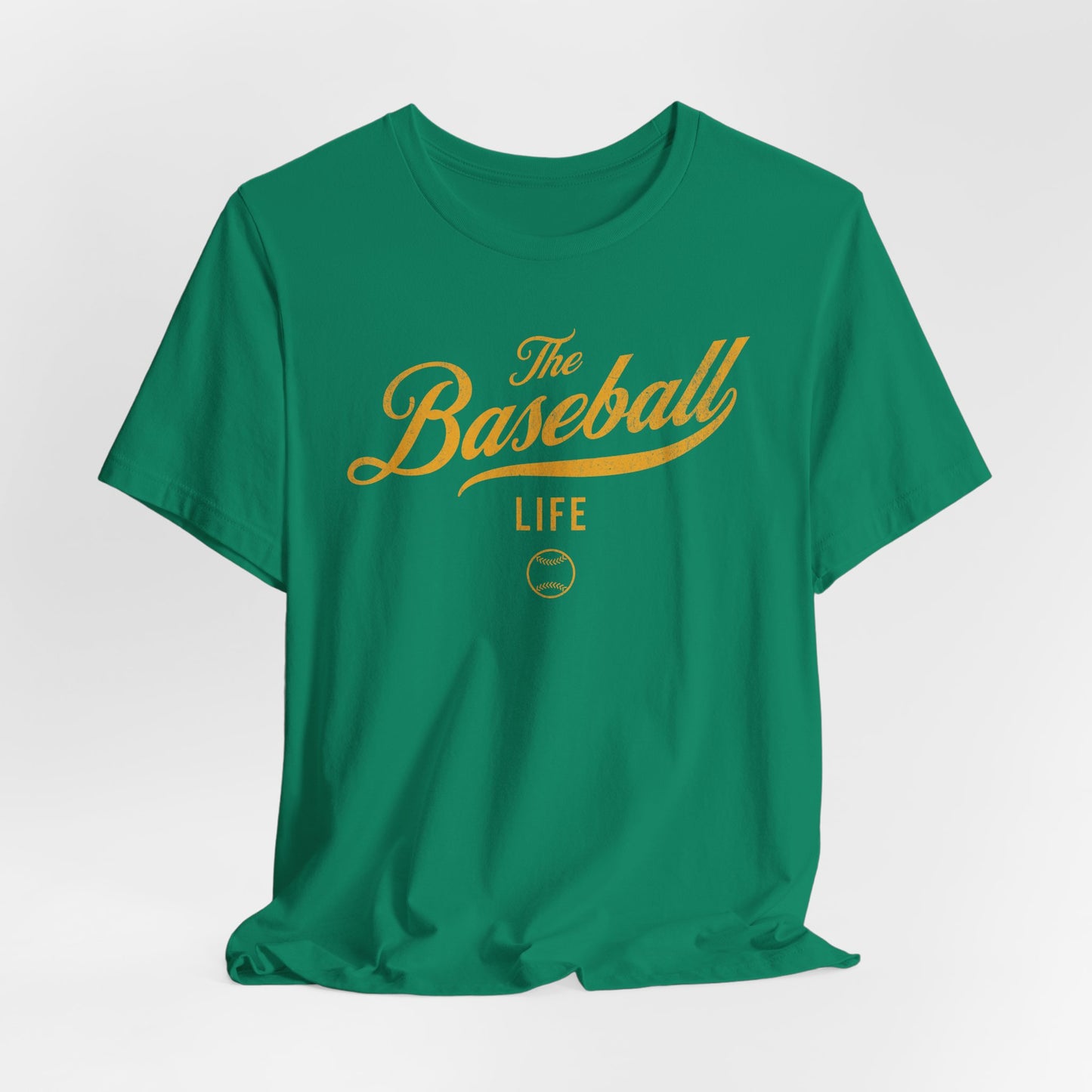 The Baseball Life Classic Script T-Shirt_Yellow Gold Print