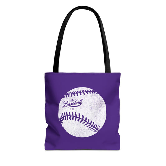 Weathered Baseball Tote Bag_Purple