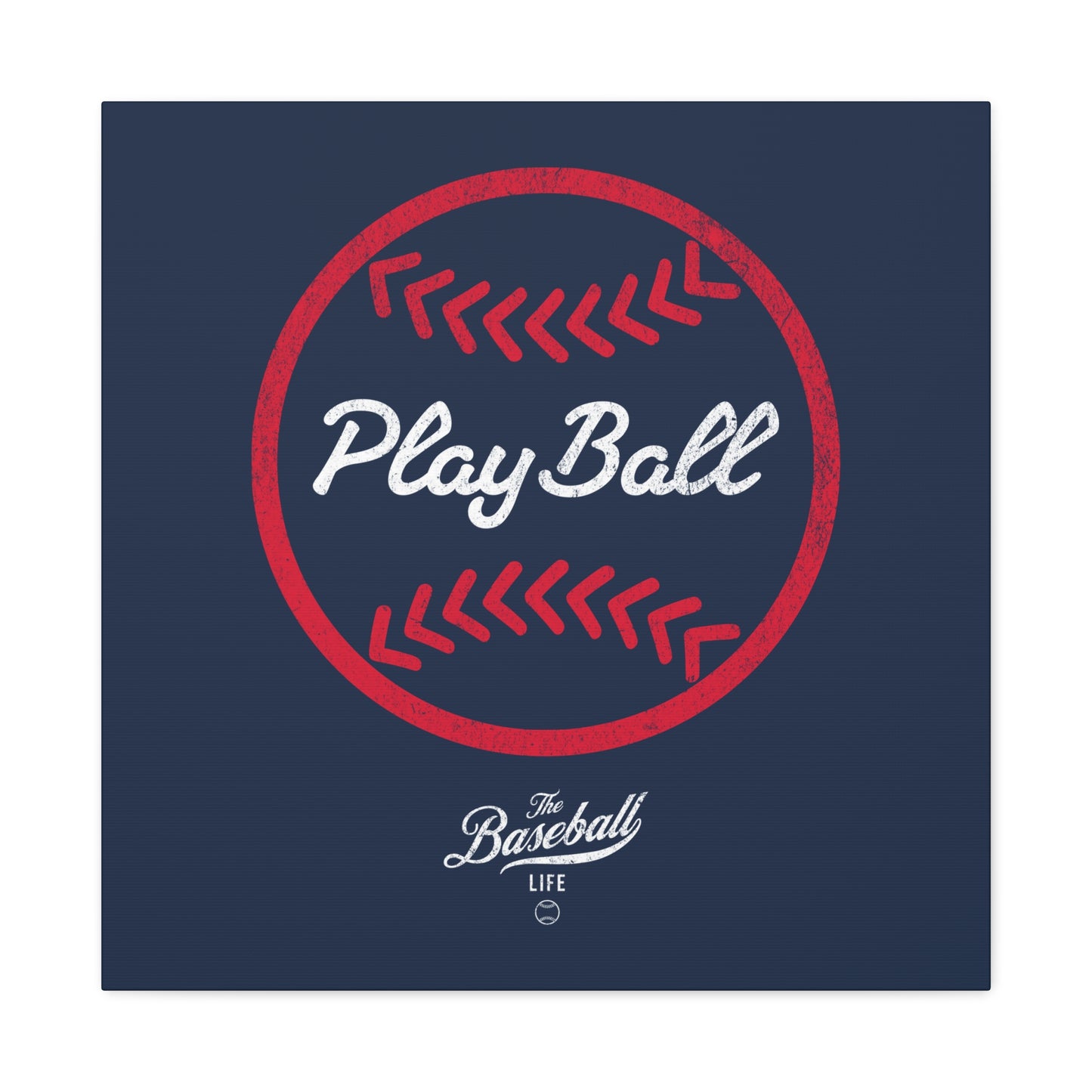 Play Ball Graphic Baseball Wall Art Canvas_Navy