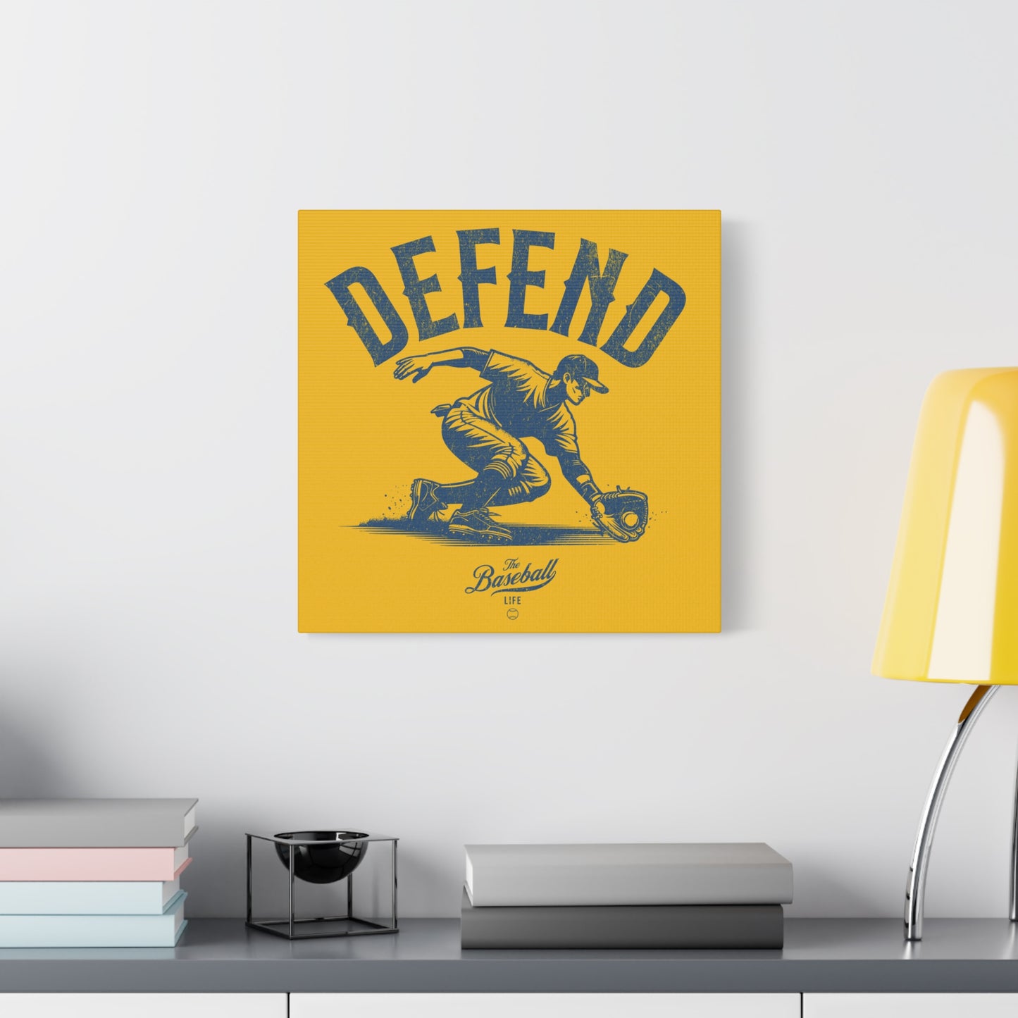 Defend Infielder Wall Art Canvas_Yellow Gold