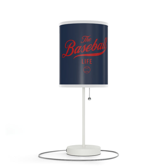Table Lamp_Navy w Red Print