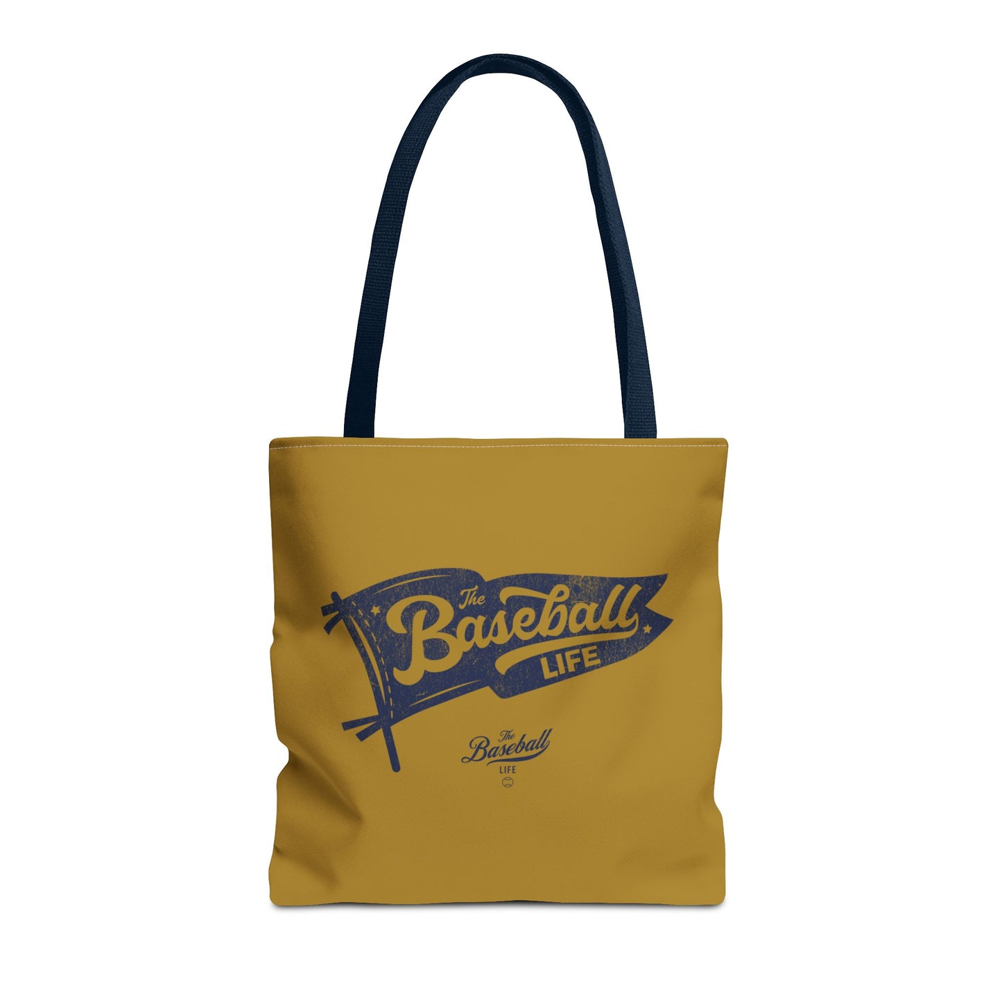 Vintage Pennant Tote Bag_Navy Print on Old Gold