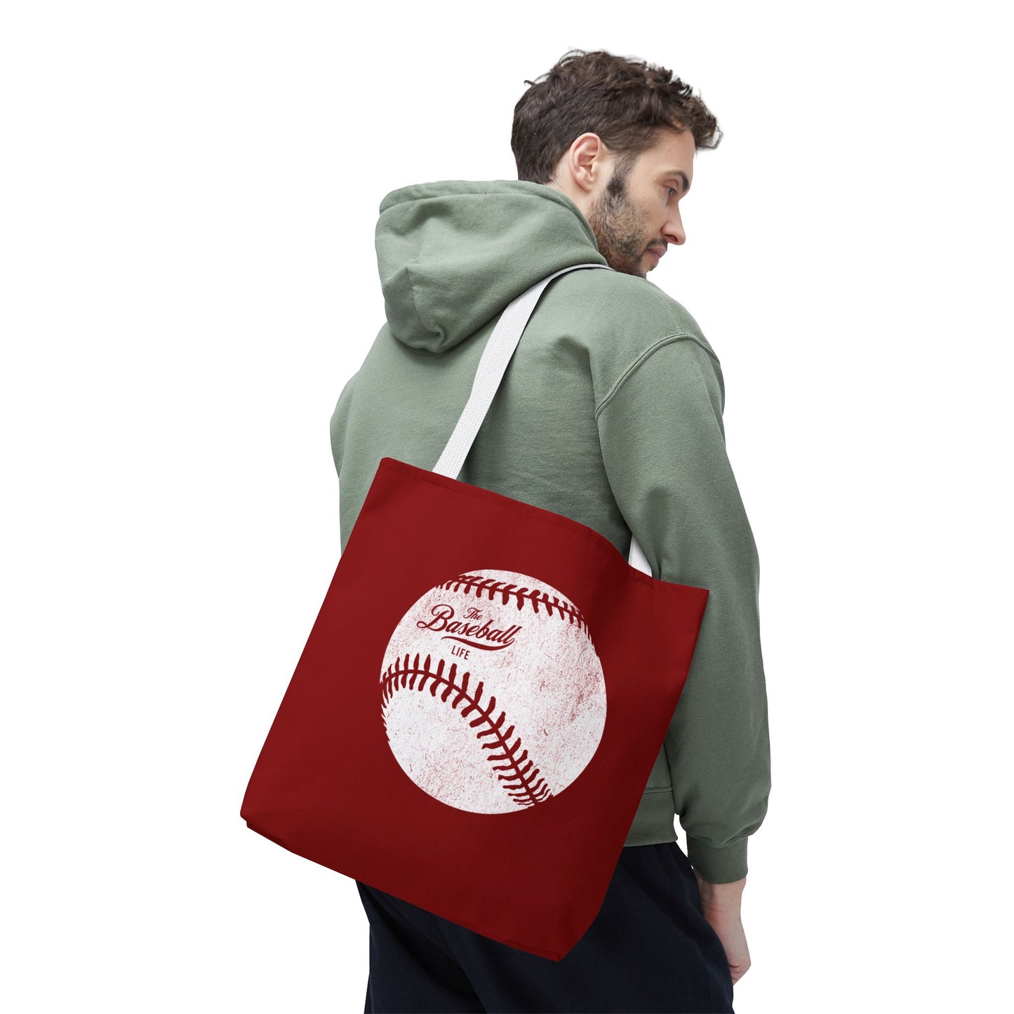 Weathered Baseball Tote Bag_Maroon