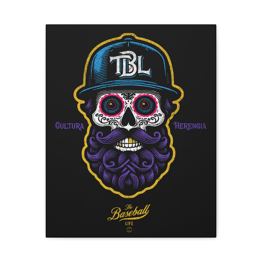 Beisbol Sugar Skull Series_Player 2 Wall Art Canvas_Black