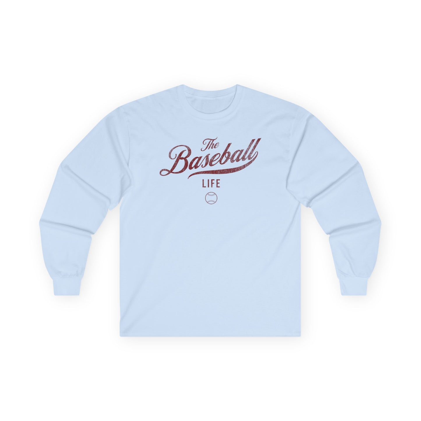 The Baseball Life Long Sleeve T-Shirt_Maroon Print